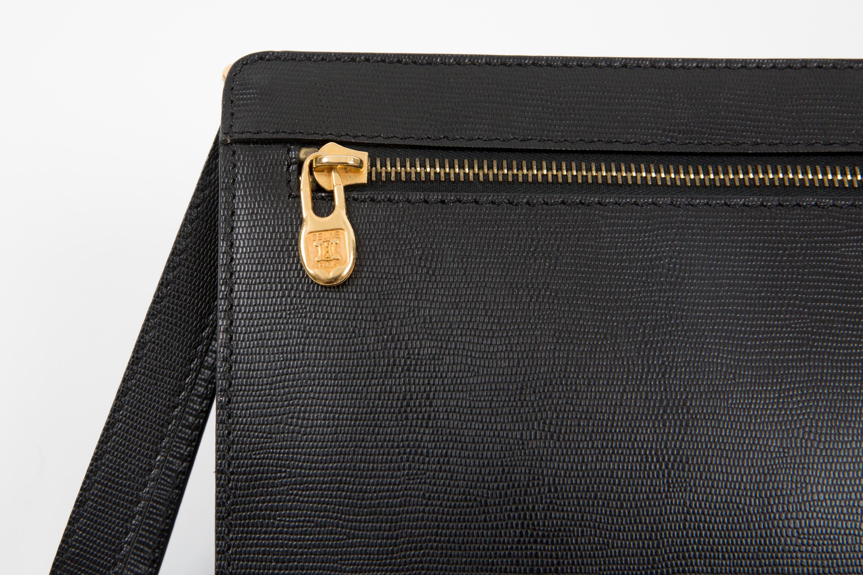 Pochette in pelle nera Celine In condizioni buone in vendita a Paris, FR