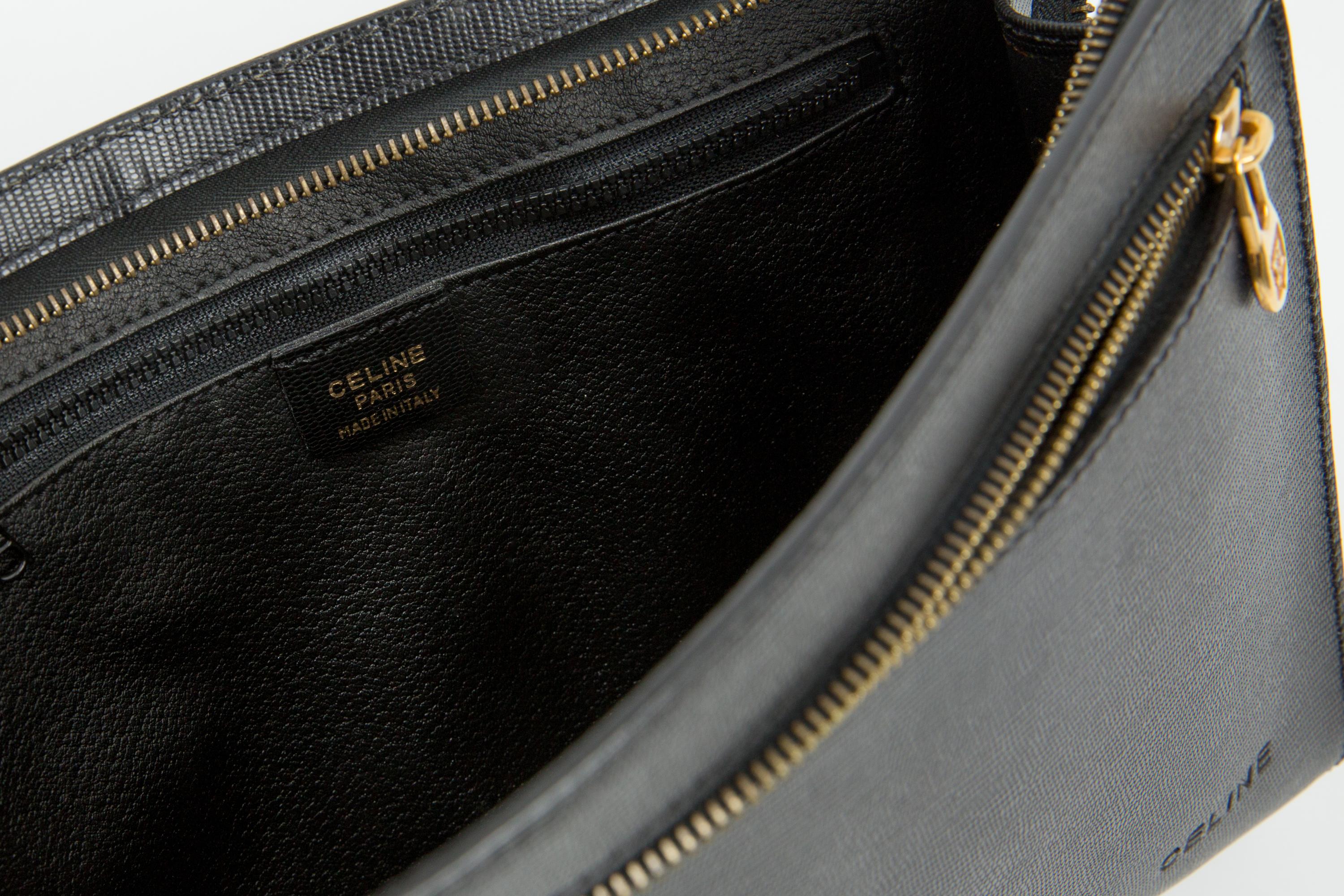 Pochette in pelle nera Celine in vendita 2