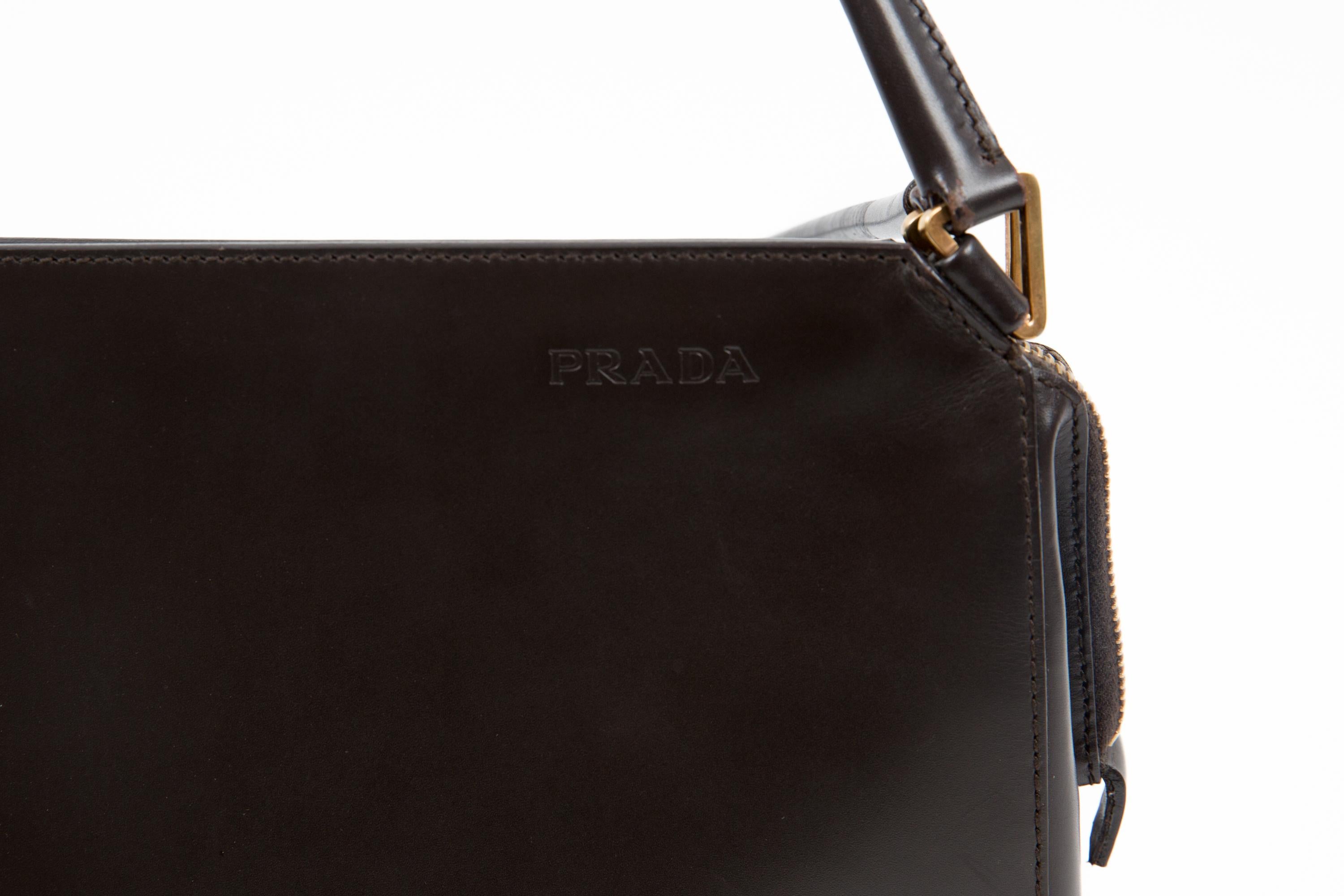 Sac à main en cuir marron de Prada en vente 1