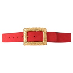 Yves Saint Laurent  YSL Red Suede Love Belt