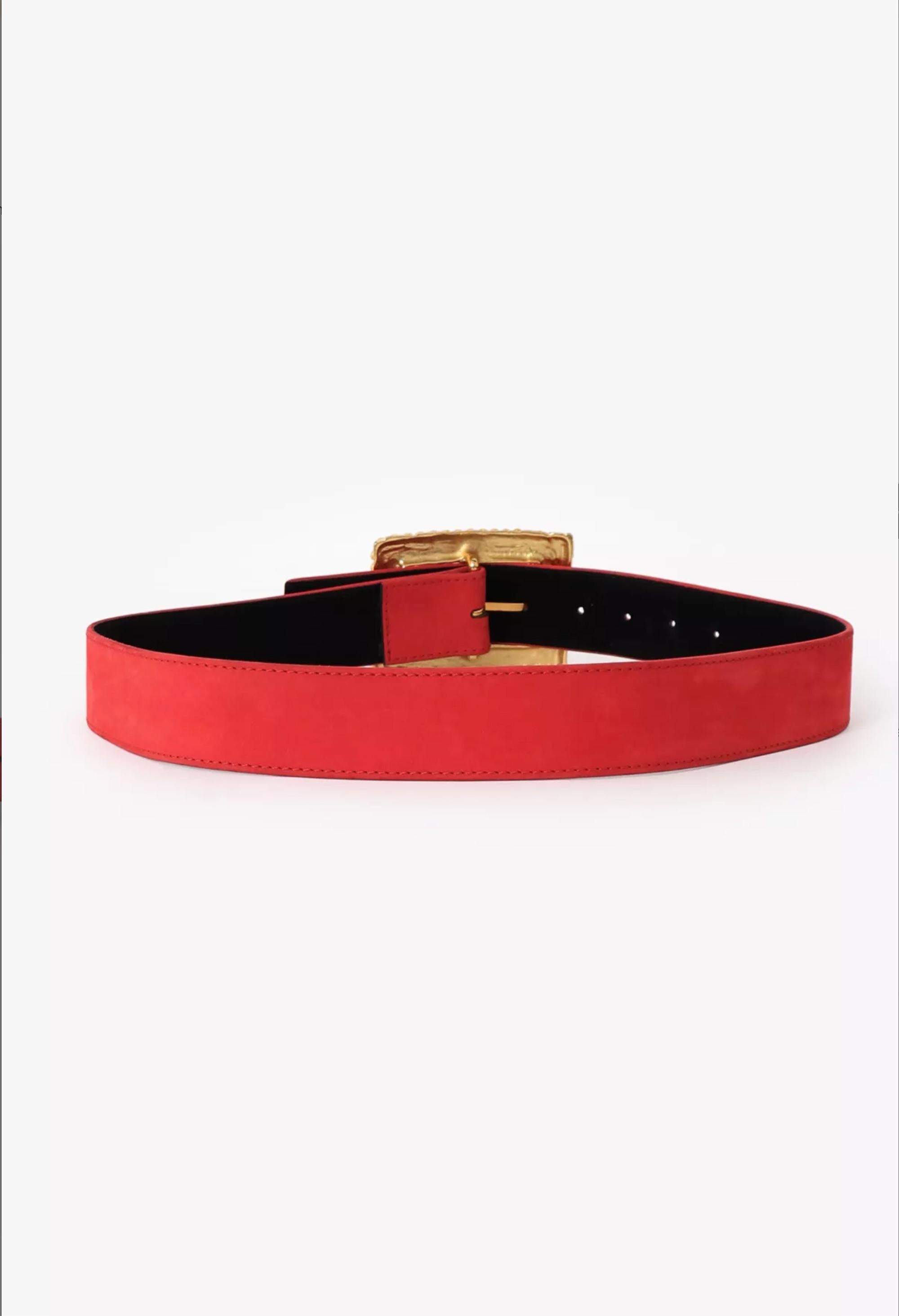 Ceinture en cuir velours rouge 