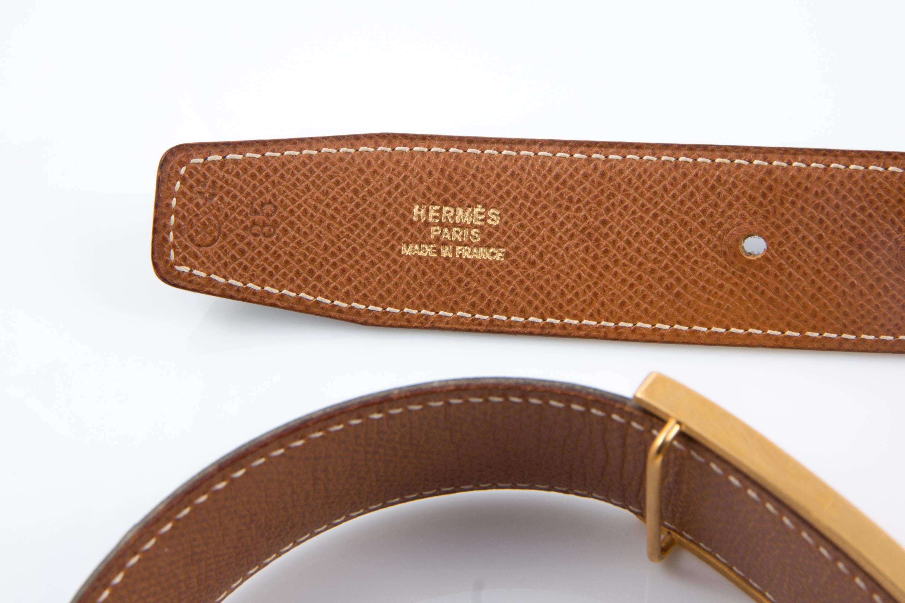 Hermes Pferd Schnalle Schwarz Box Ledergürtel Damen im Angebot
