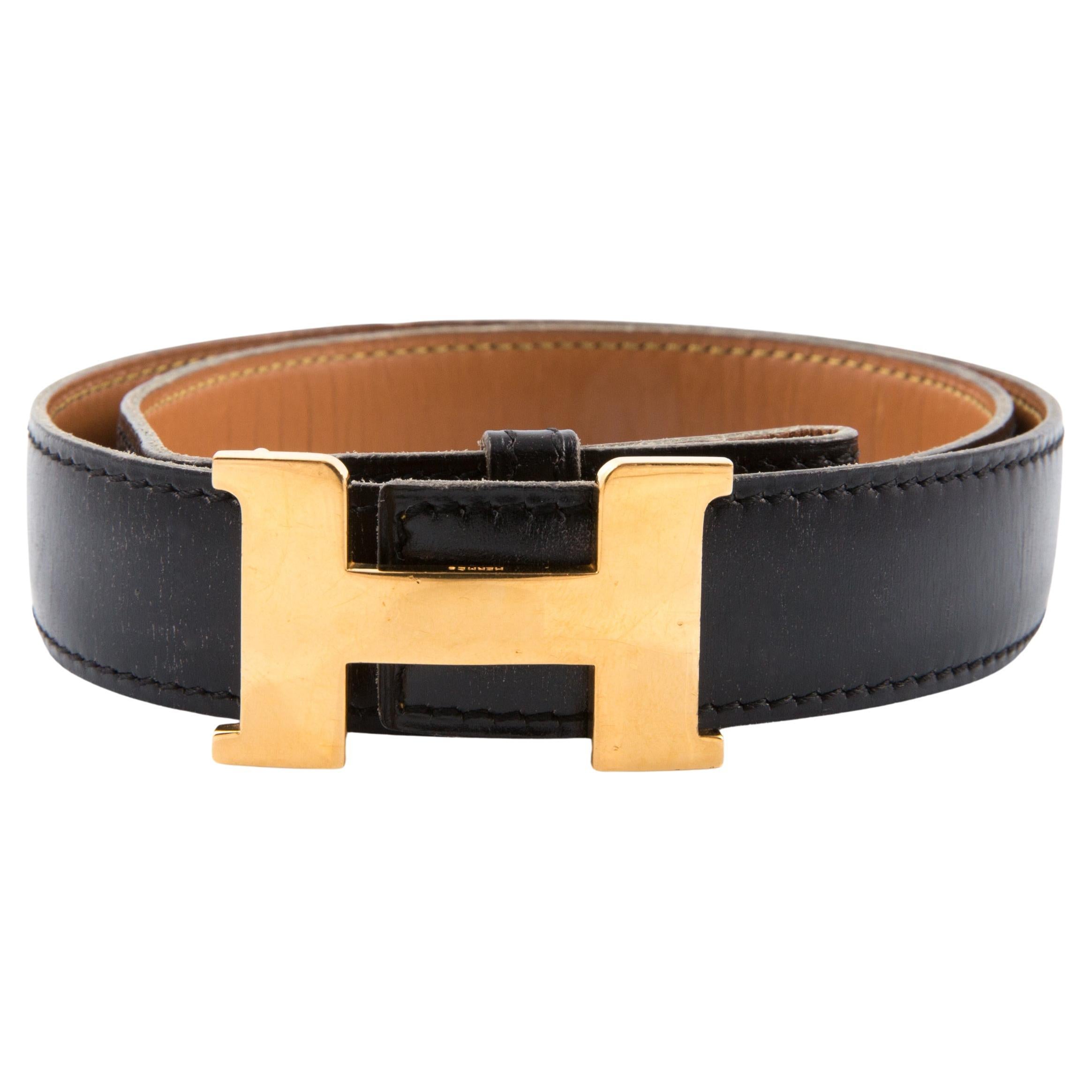 Hermes Constance H. Ceinture en cuir avec boîte noire en vente