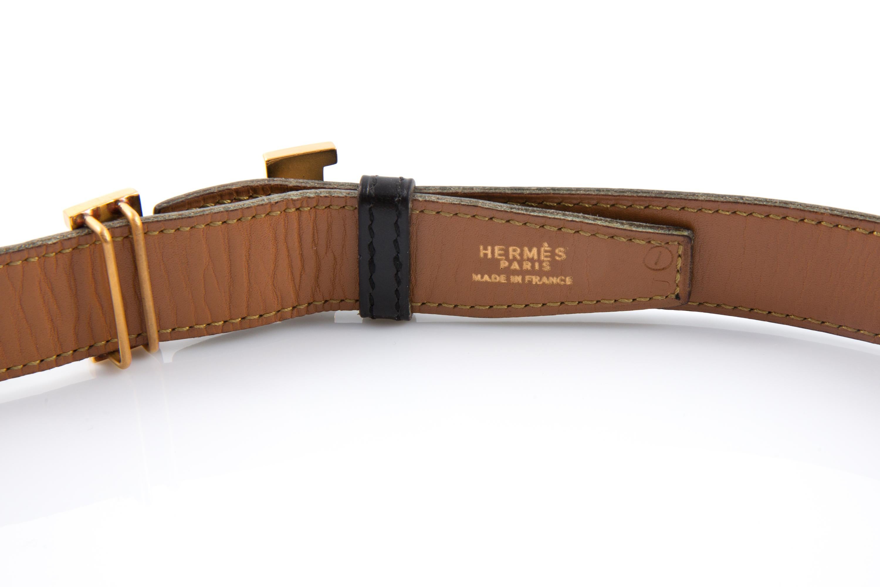 Hermes Constance H. Ceinture en cuir avec boîte noire Bon état - En vente à Paris, FR