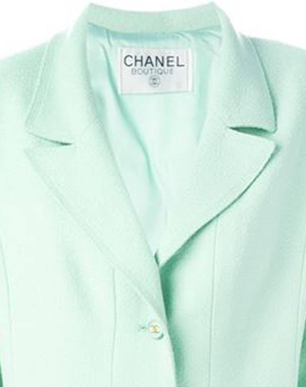 Women's Chanel Pastel Green Wool Blazer