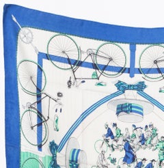 Blue Green Hermes Les Becanes by Hugo Grygkar Silk Scarf