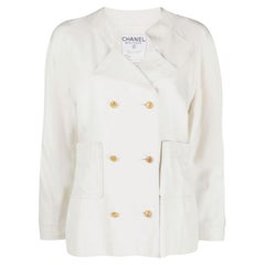 Chanel Ivory Double Breasted Silk Jacket