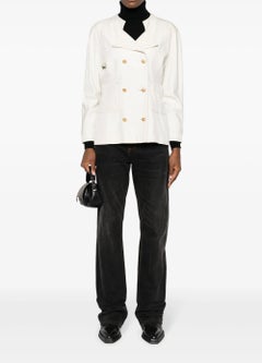 Chanel Ivory Double Breasted Silk Jacket