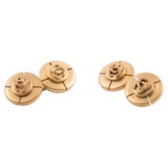 Chanel Round Gold Tone CC Cufflinks