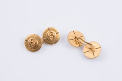 Chanel Round Gold Tone CC Cufflinks