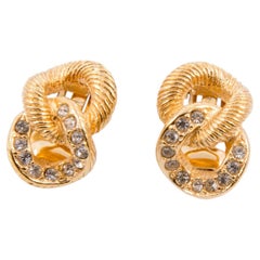 Christian Dior Gold Tone and Strass Clip On Earrings