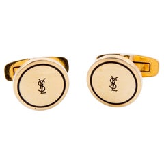 Yves Saint Laurent Cassandre YSL Gold tone Cuff Links