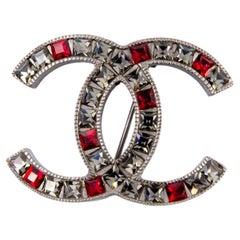 Chanel Embellished Black CC Brooch