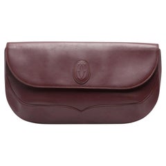 Cartier Burgundy Leather Flap Clutch Bag