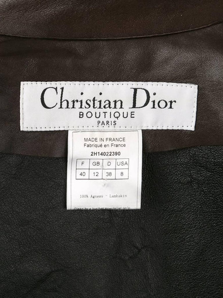 Christian Dior Brown Lamb Leather Cut Out Jacket For Sale at 1stdibs