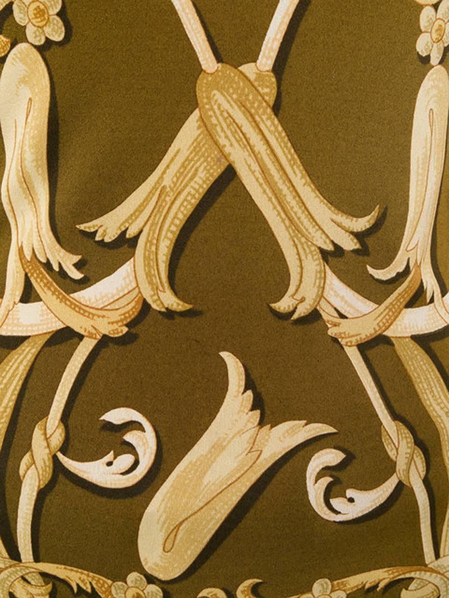 Brown Hermes Arabesque Silk Printed Top