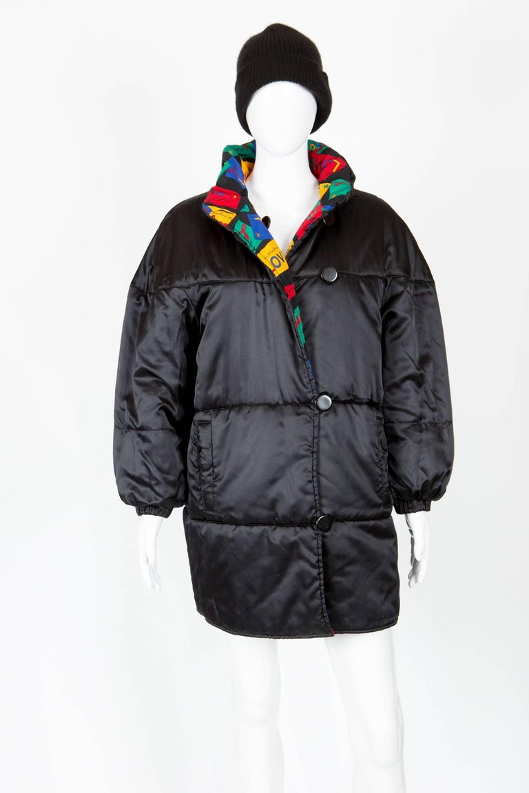 Yves Saint Laurent Love Silk Quilted Puffy Coat, 1980s For Sale at 1stDibs