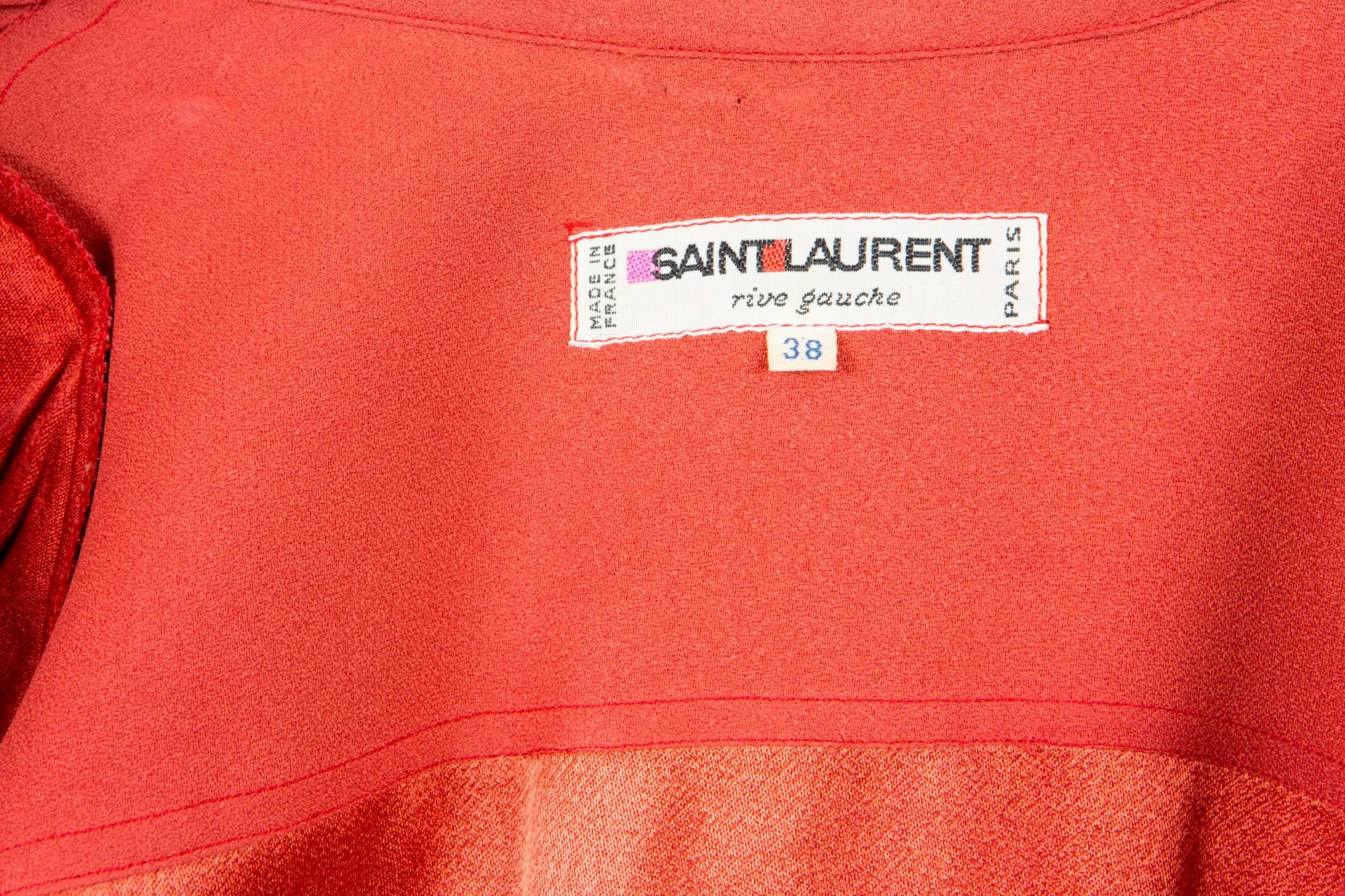 Red 1960s Collector Rare Yves Saint Laurent Orange Dress  For Sale