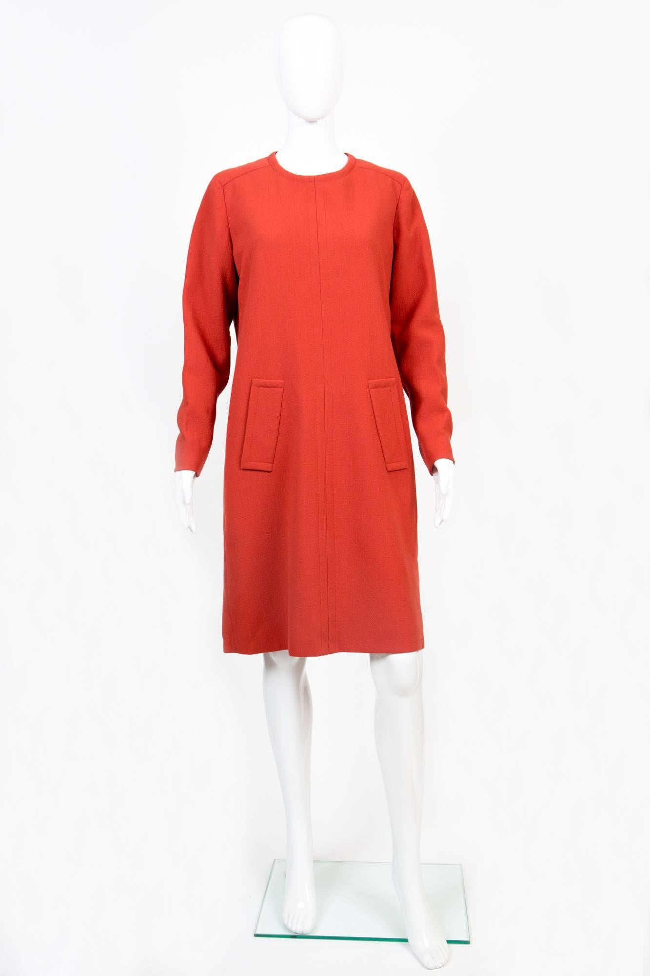Red 1960s Givenchy Haute Couture Numbered Rust Dress