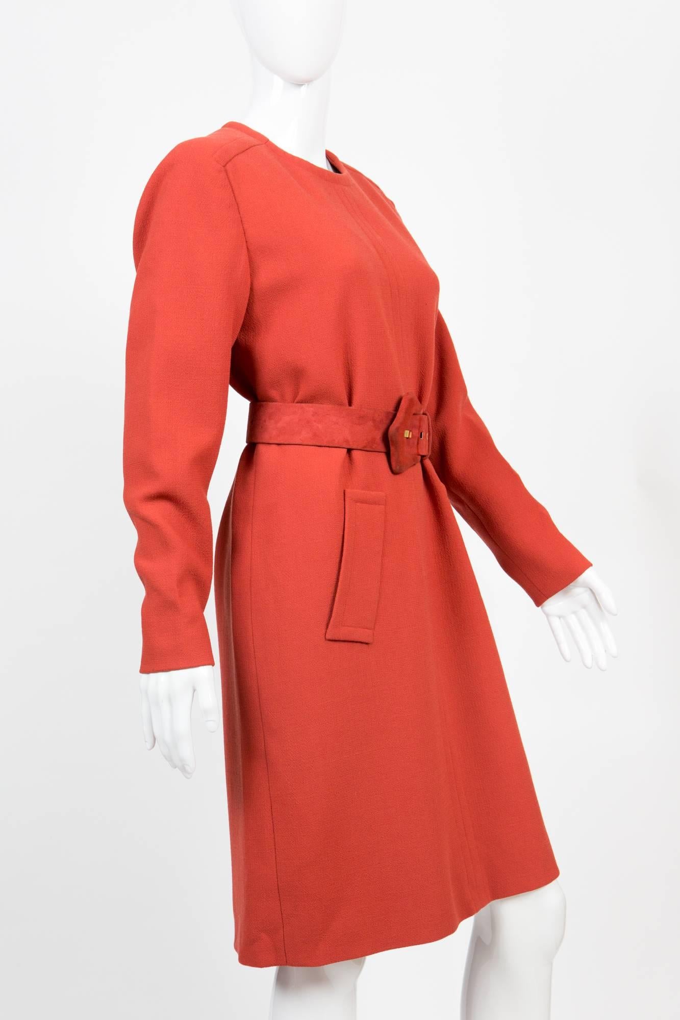 1960s Givenchy Haute Couture Numbered Rust Dress In Good Condition In Paris, FR