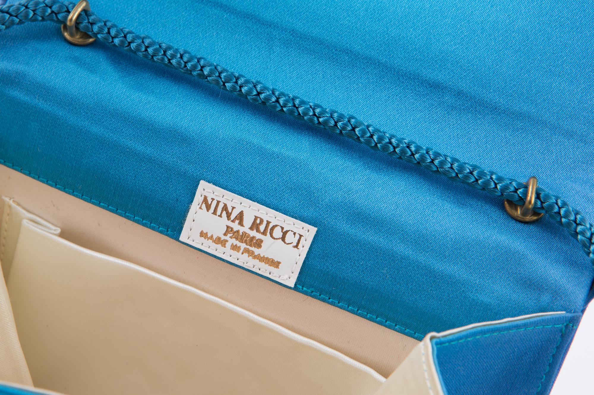 Nina Ricci Turquoise Silk Evening Bag 1