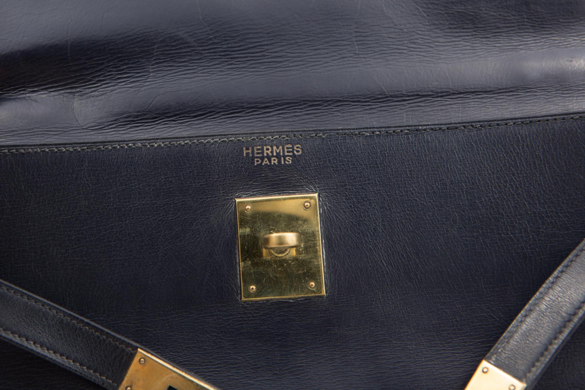 Hermes Navy Box Calf Kelly Tote Bag, 1960s  2