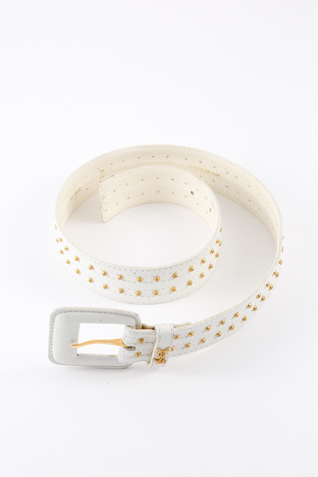 saint laurent white belt