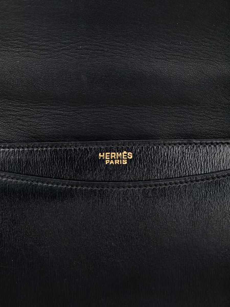 Women's Hermes Black Box Calf Shoulder Bag