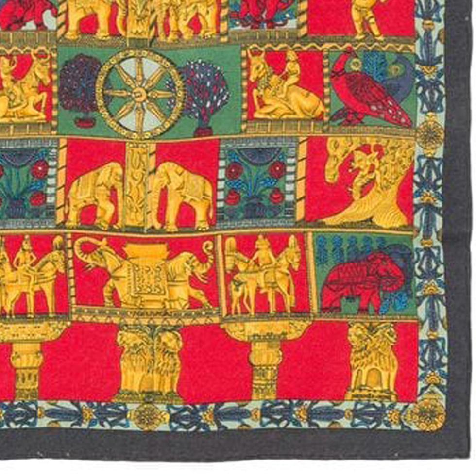  Hermes Multico Ethnic Small Cashmere Scarf  In Excellent Condition In Paris, FR