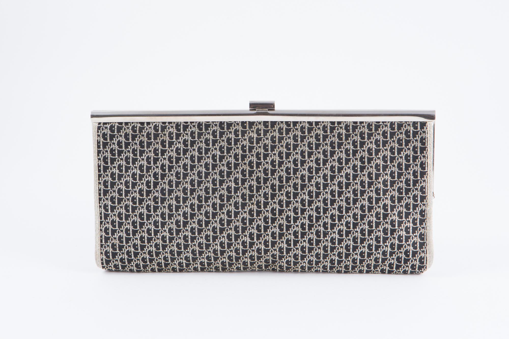 1970s Dior Black Monogram Canvas Logo Clutch  In Good Condition In Paris, FR