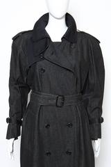 1980s Gorgeous Yves Saint Laurent Black Denim Trench