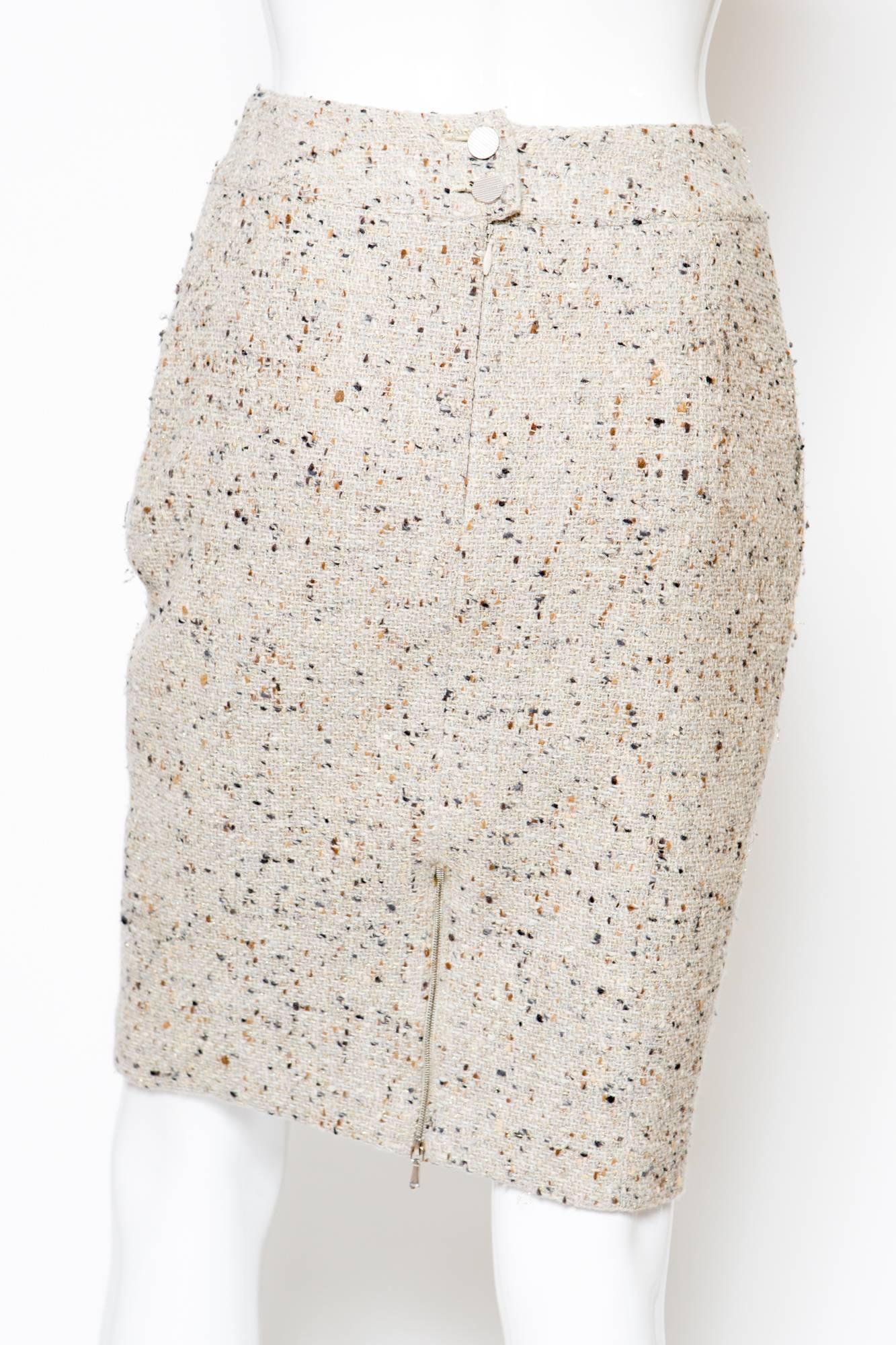 Women's  Chanel Camel Tweed and Lurex Skirt