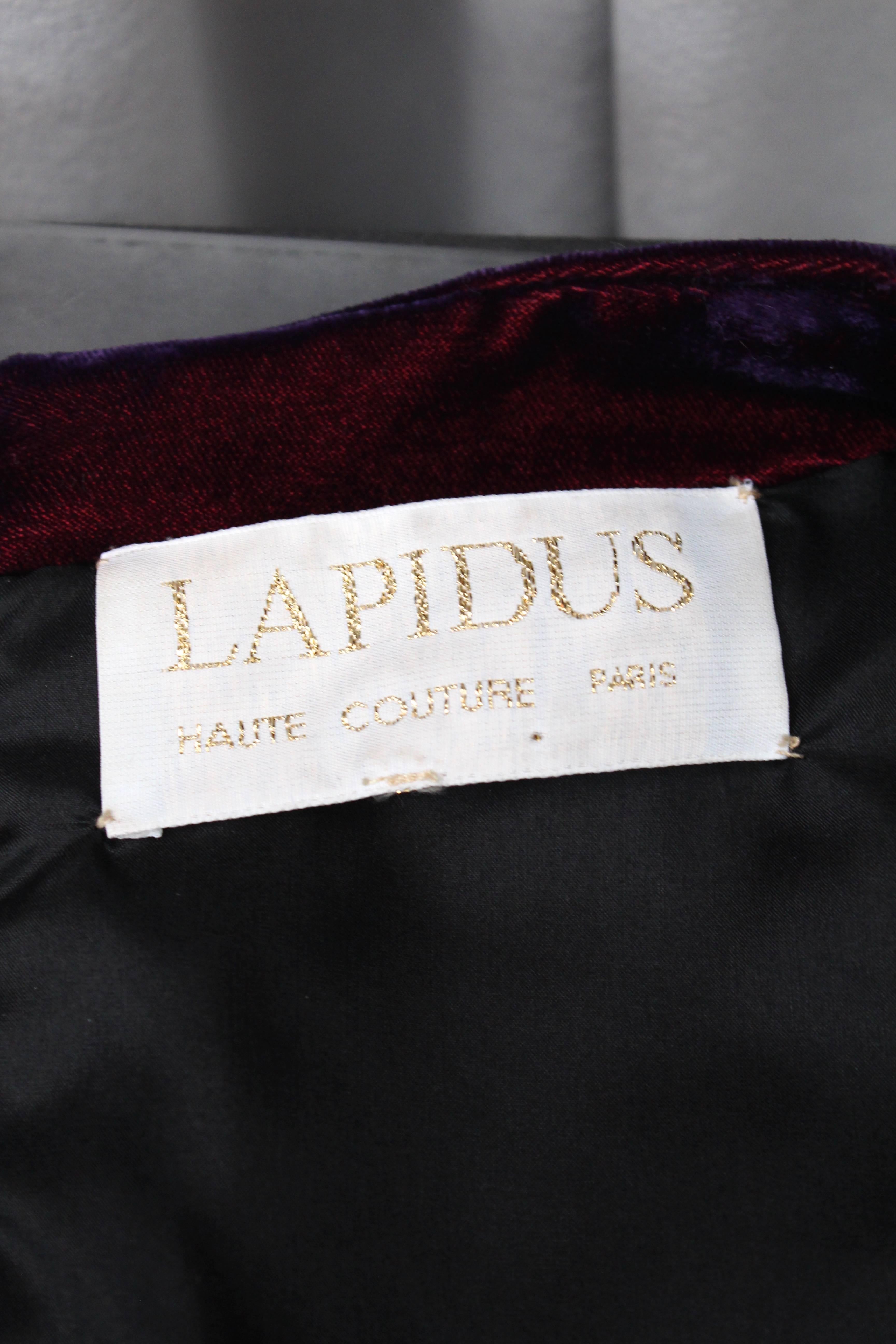 1980s Lapidus Haute Couture Plum Velvet and Taffeta Evening Gown For Sale 5