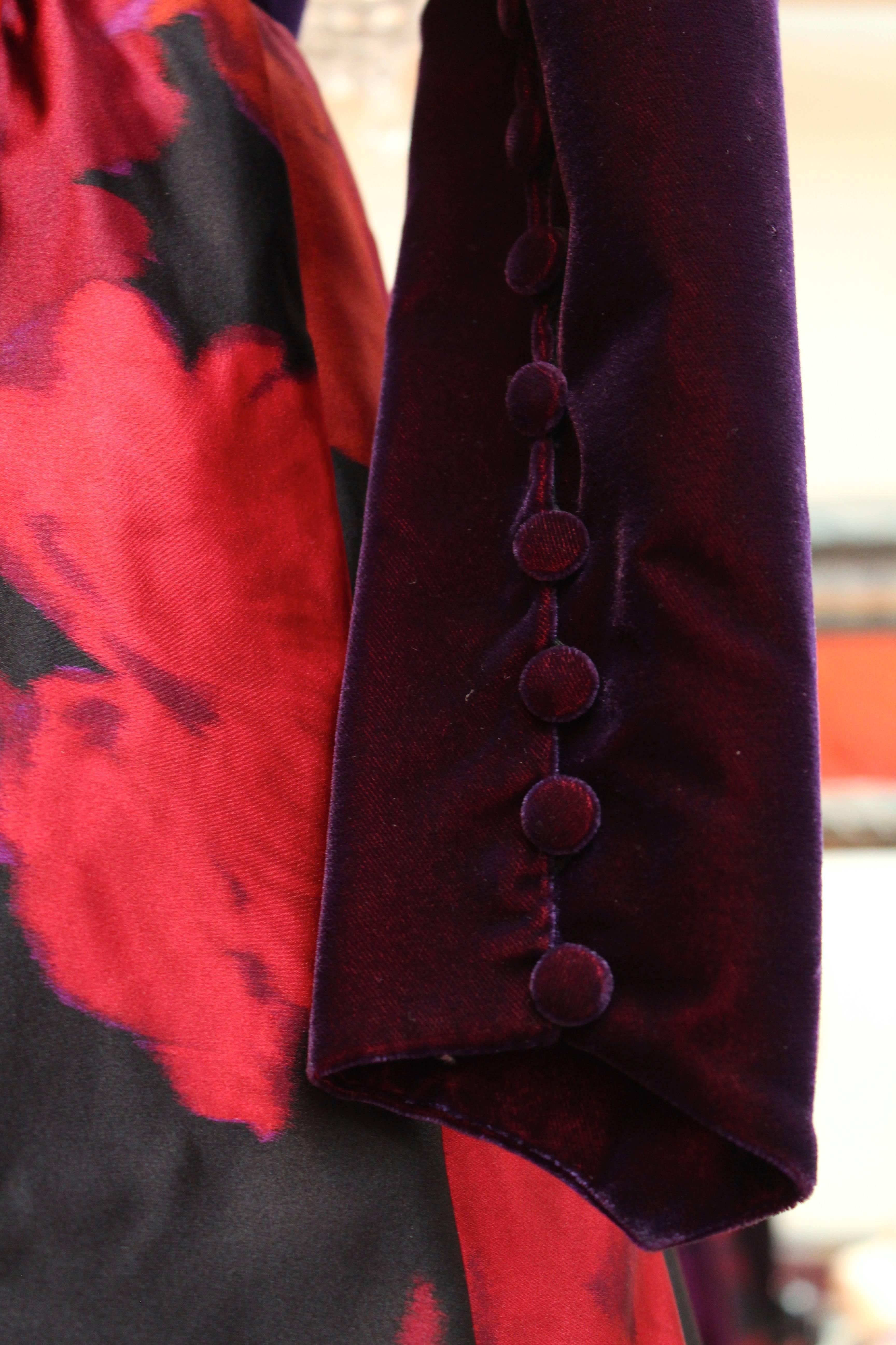1980s Lapidus Haute Couture Plum Velvet and Taffeta Evening Gown For Sale 3