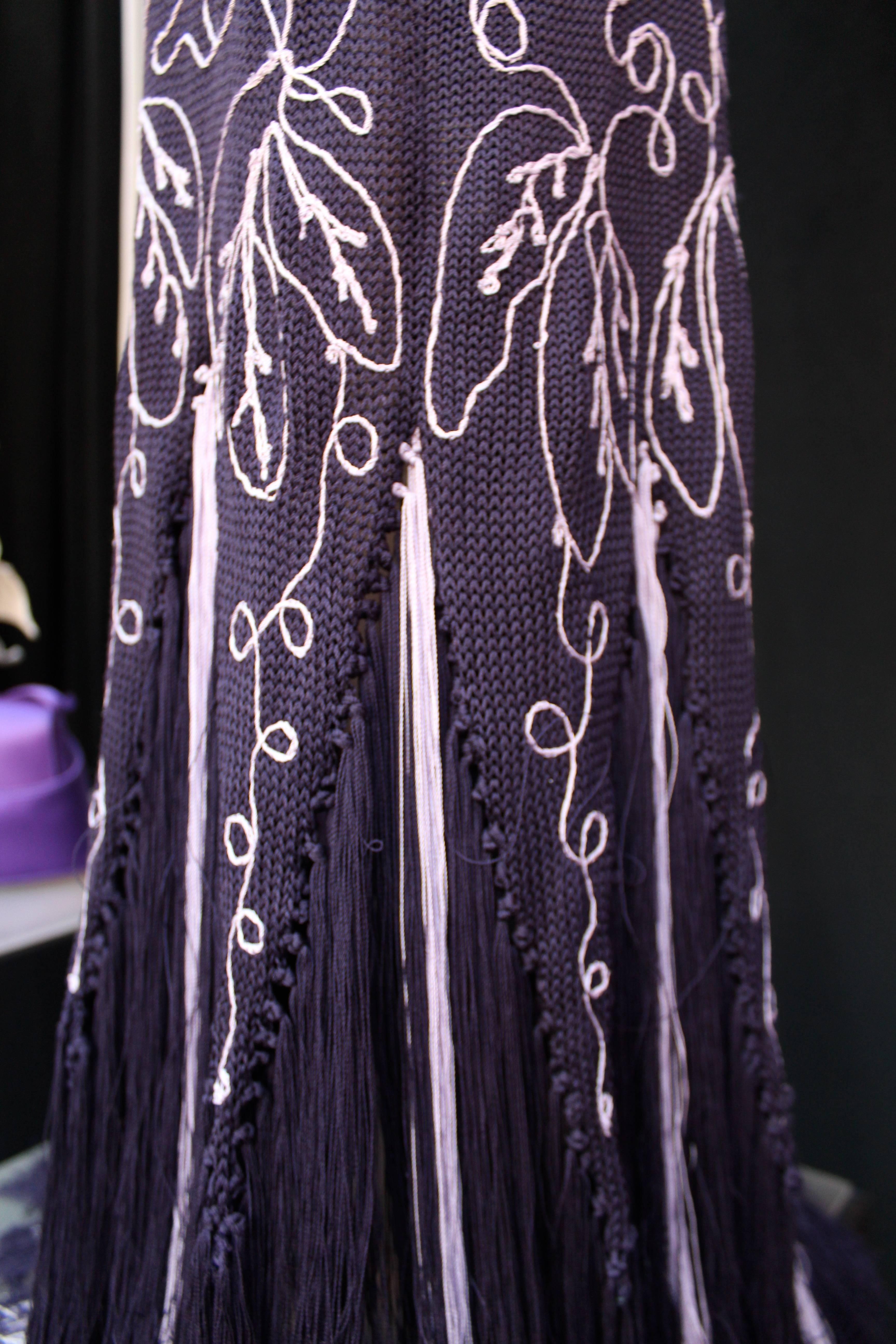 2000s John Galliano Purple Long Knitting Dress For Sale 1