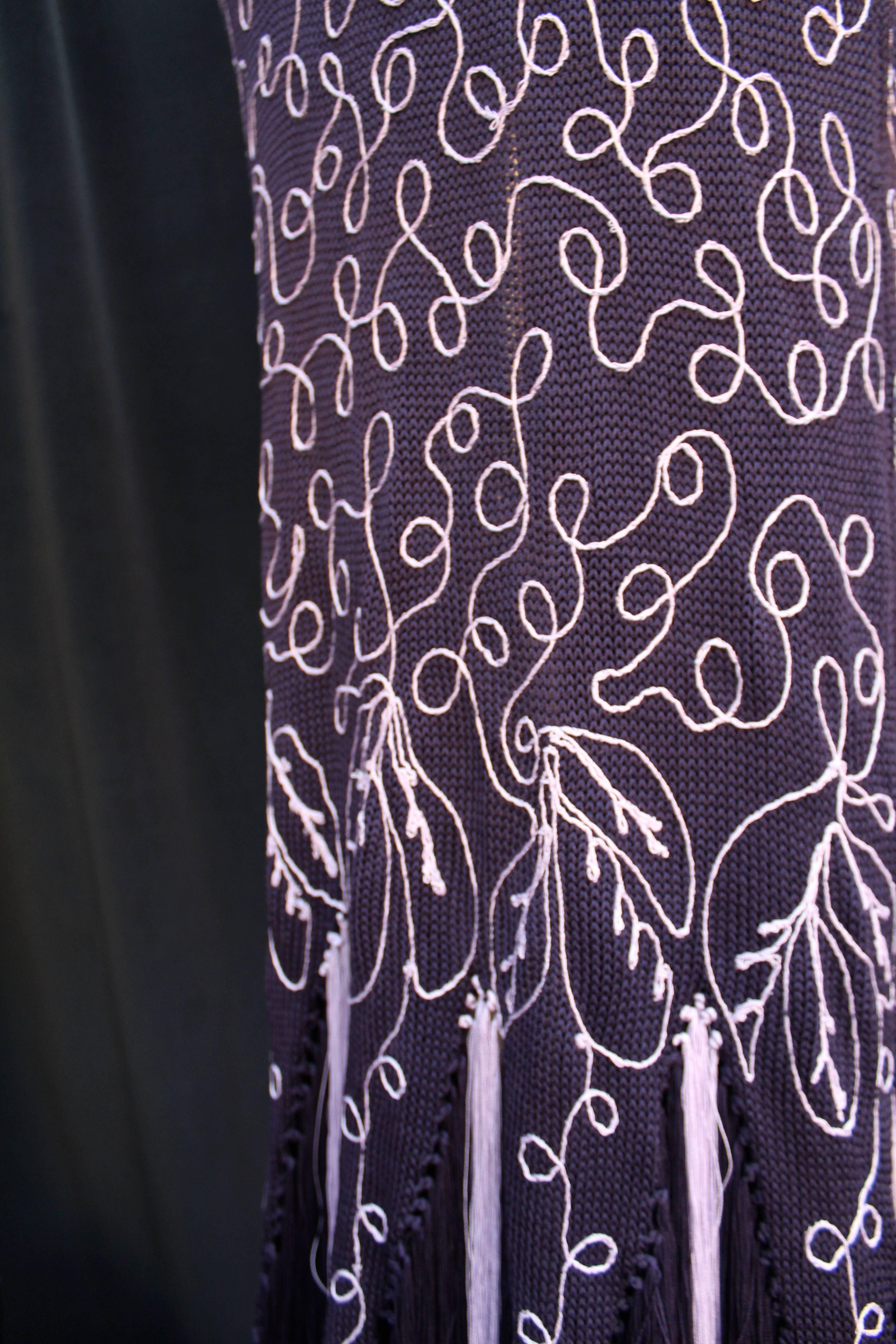 2000s John Galliano Purple Long Knitting Dress For Sale 2