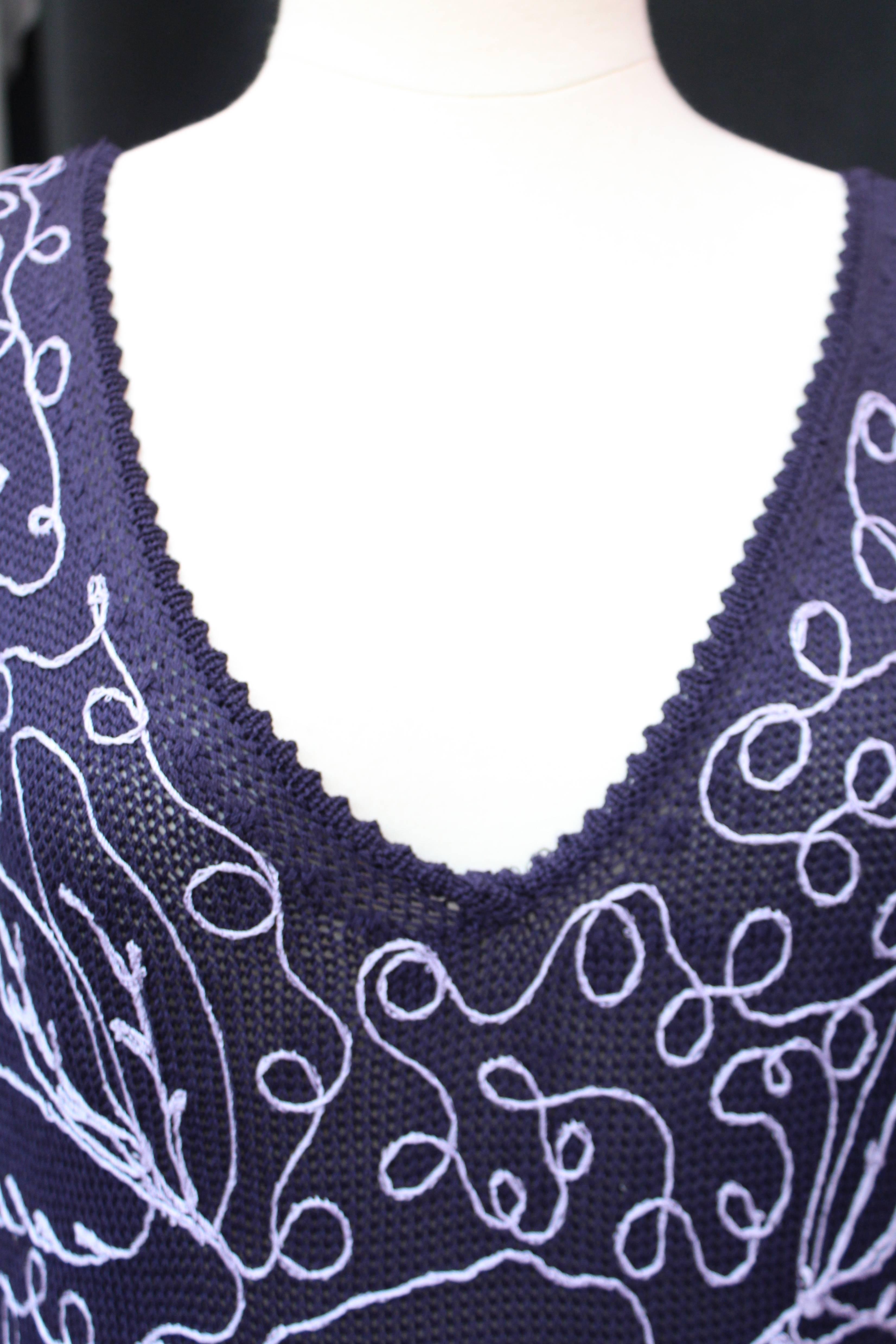 Women's 2000s John Galliano Purple Long Knitting Dress For Sale