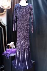 2000s John Galliano Purple Long Knitting Dress