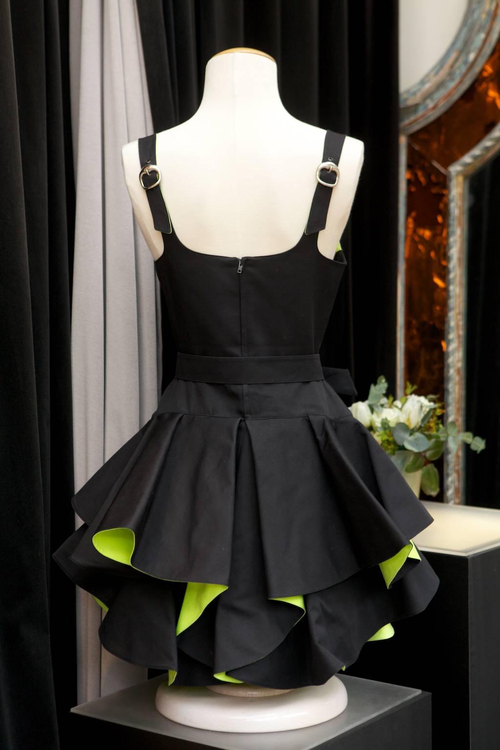 1990s Thierry Mugler Black and Green Dress In Excellent Condition In Paris, FR