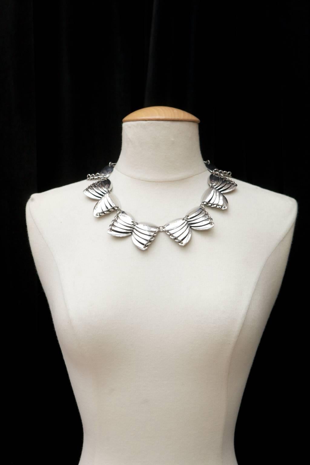 2000s Paco Rabanne Silver Metal Necklace In Excellent Condition For Sale In Paris, FR