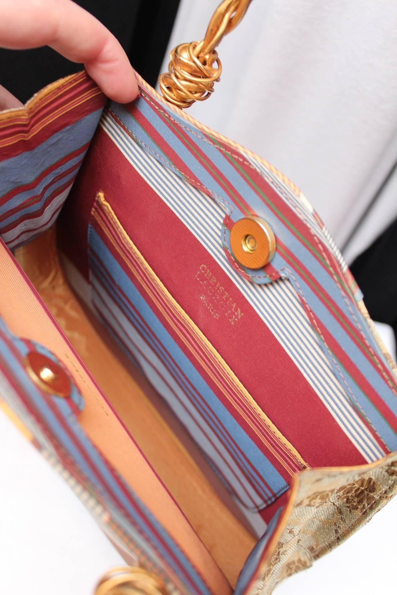 Christian Lacroix Multicolored Silk and Gilt Bundle Handle Bag, 1990s  For Sale 4