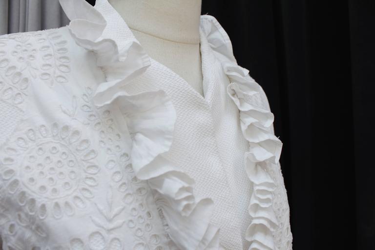 1990s Maxime Jouberthon White Lace and Cotton Jacket For Sale at 1stDibs
