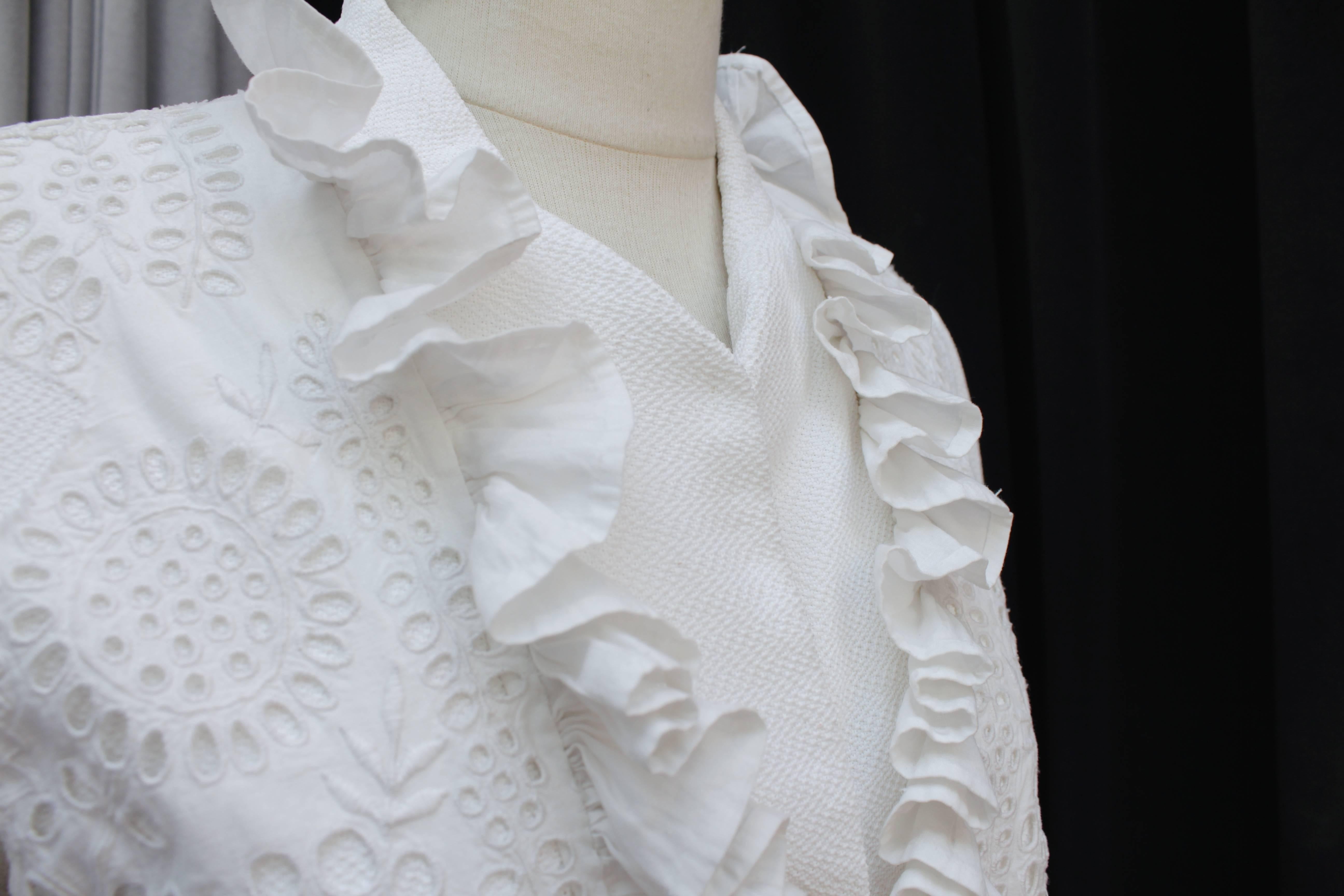 Women's 1990s Maxime Jouberthon White Lace and Cotton Jacket For Sale