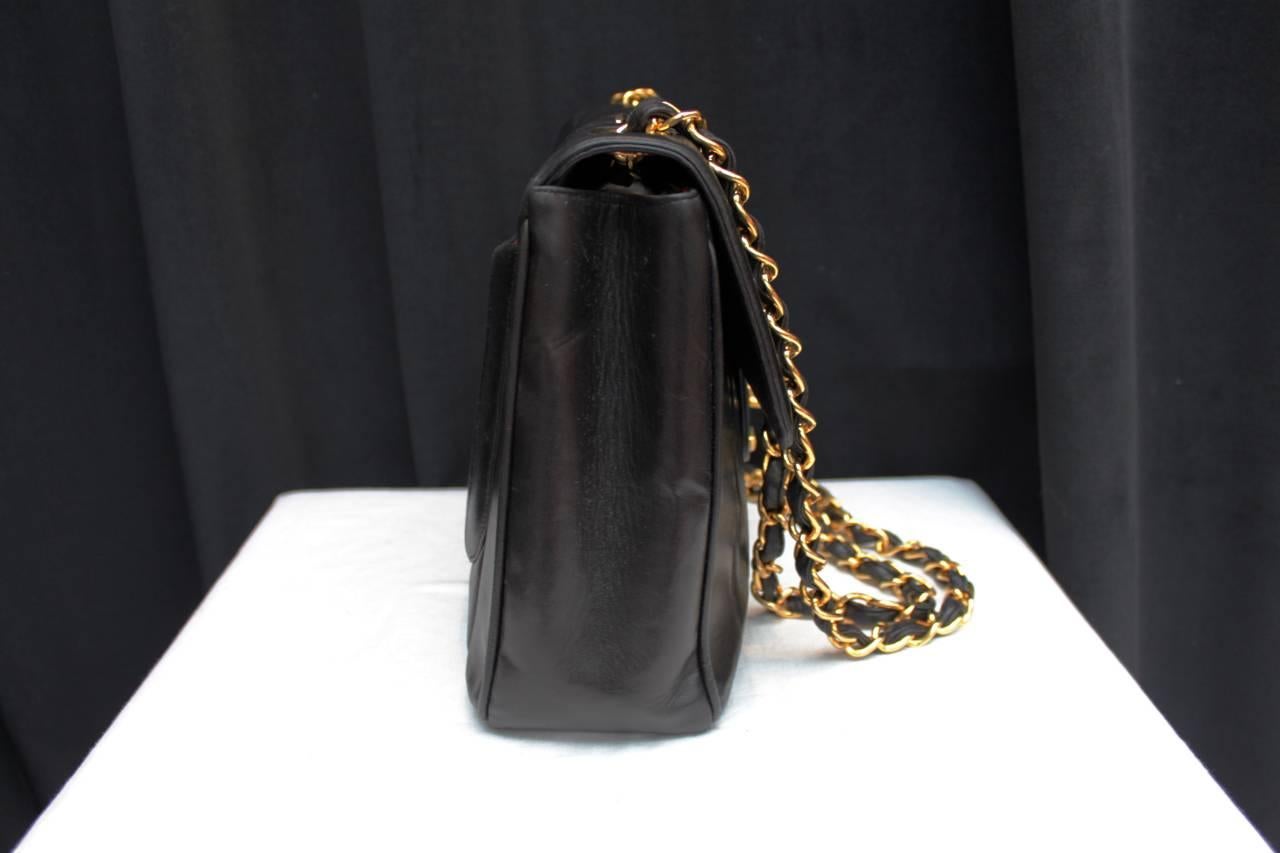 1990s Chanel Black Leather Double Handle Bag 1