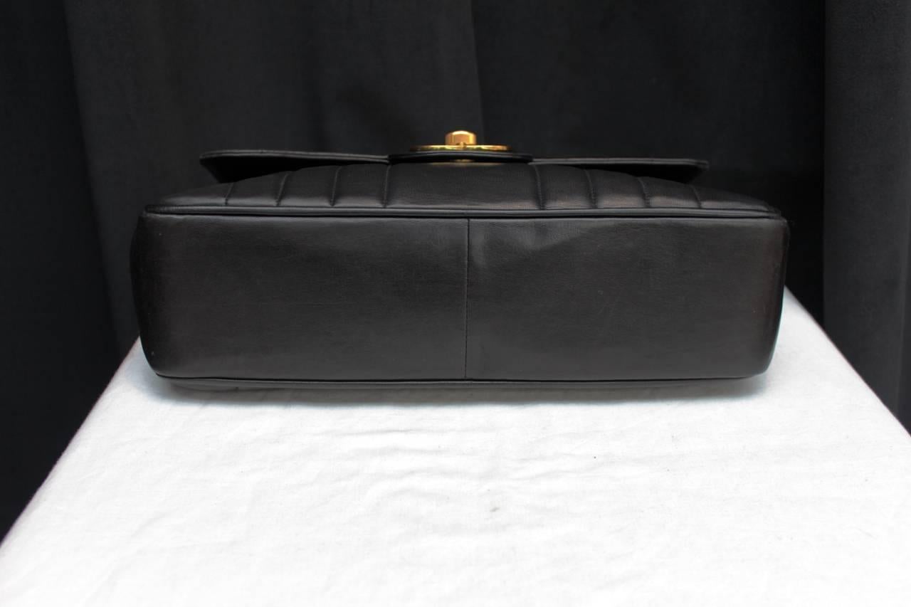 1990s Chanel Black Leather Double Handle Bag 3