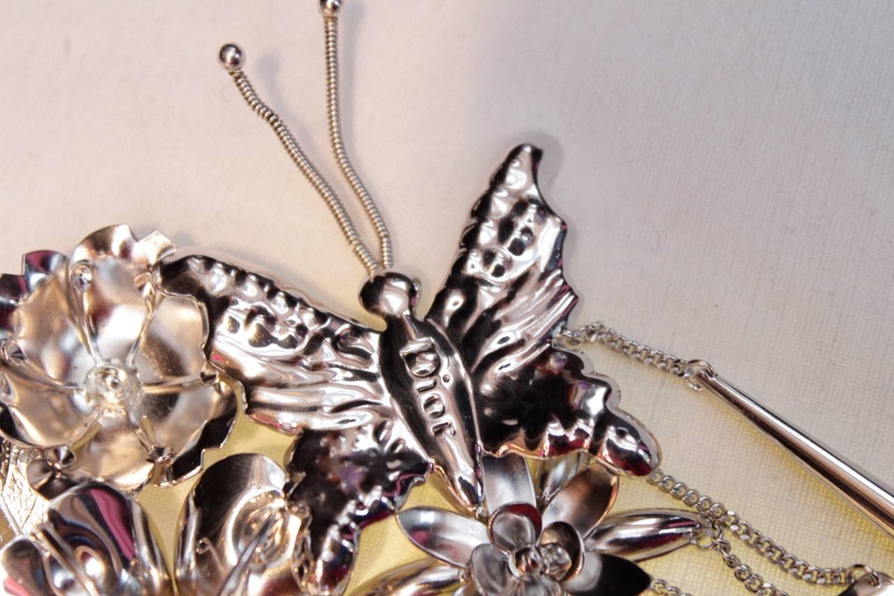 Dior by John Galliano Butterflies Silver Statement Necklace, Fall 2003  In Excellent Condition For Sale In Paris, FR