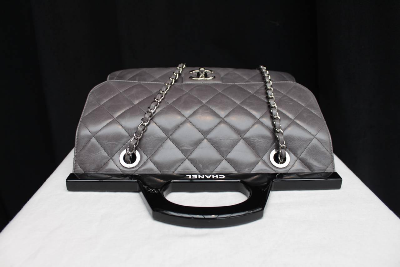 Winter 2014 Chanel Grey Quilted Lambsking Timeless Handbag 2