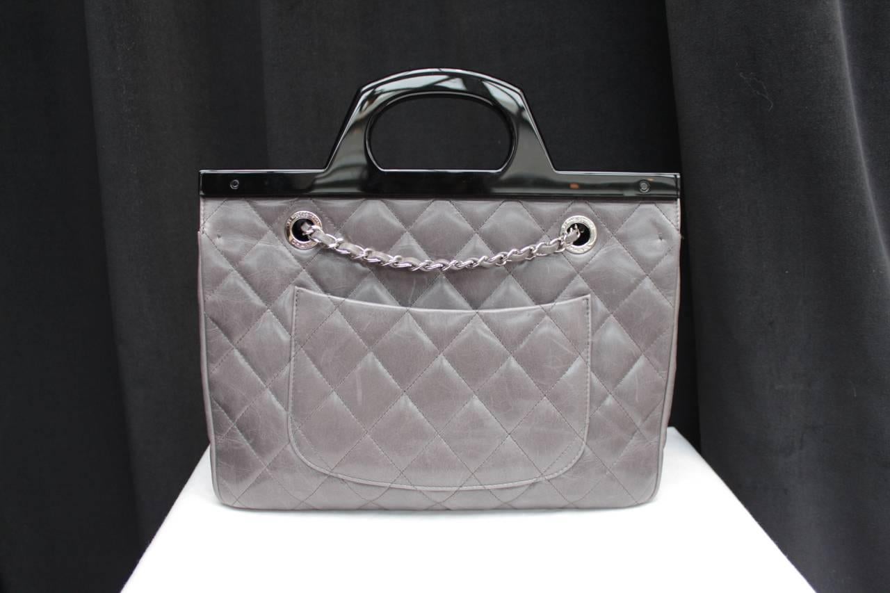 Winter 2014 Chanel Grey Quilted Lambsking Timeless Handbag In Excellent Condition In Paris, FR