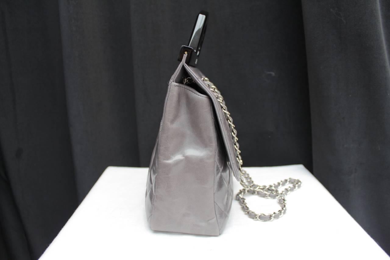 Women's or Men's Winter 2014 Chanel Grey Quilted Lambsking Timeless Handbag