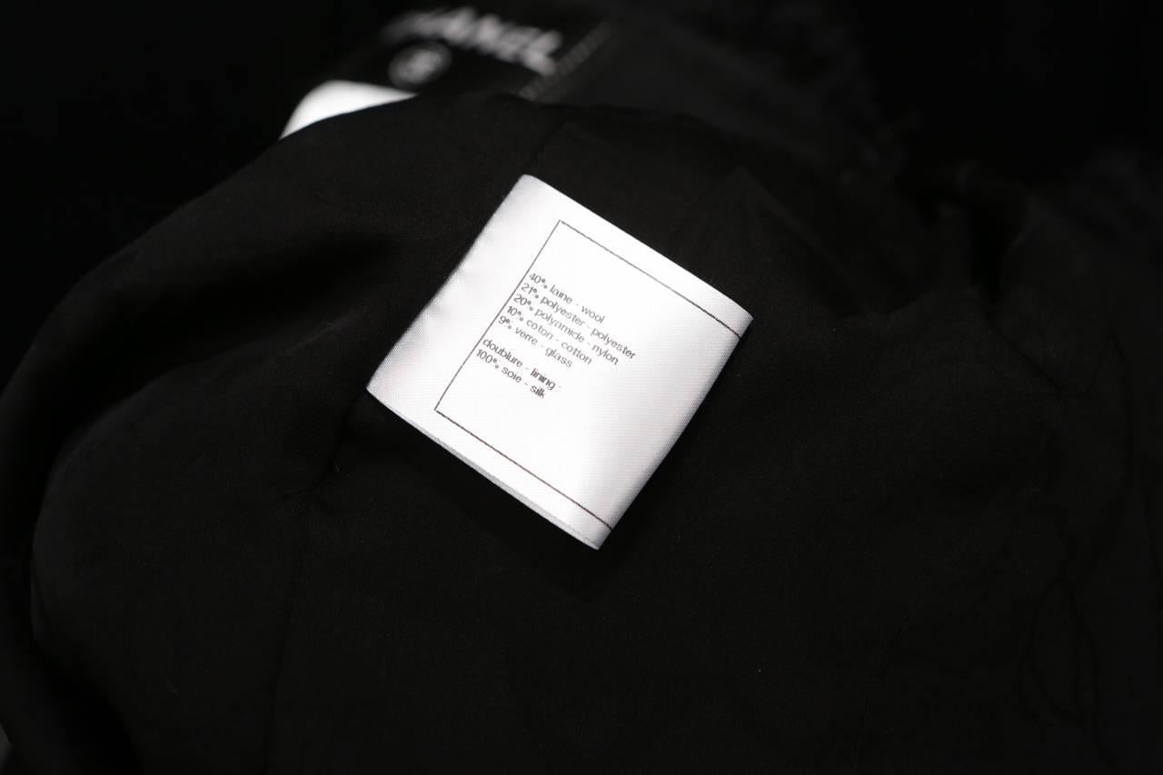 2000s Chanel Little Black Cotton Tweed Jacket 5